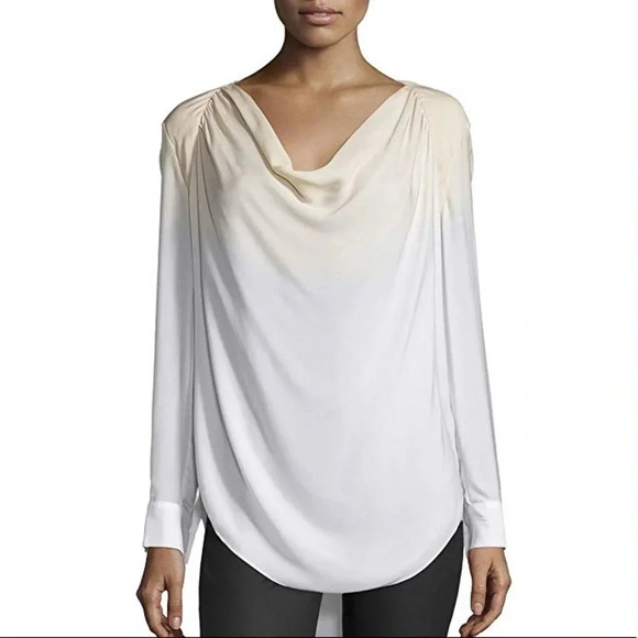 HAUTE HIPPIE NEW Ombré Draped Open Back Blouse Top - Picture 10 of 11